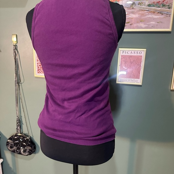 Tory Burch Purple Tank Top with Beaded Logo Size S 🧚♀️ - Picture 3 of 4